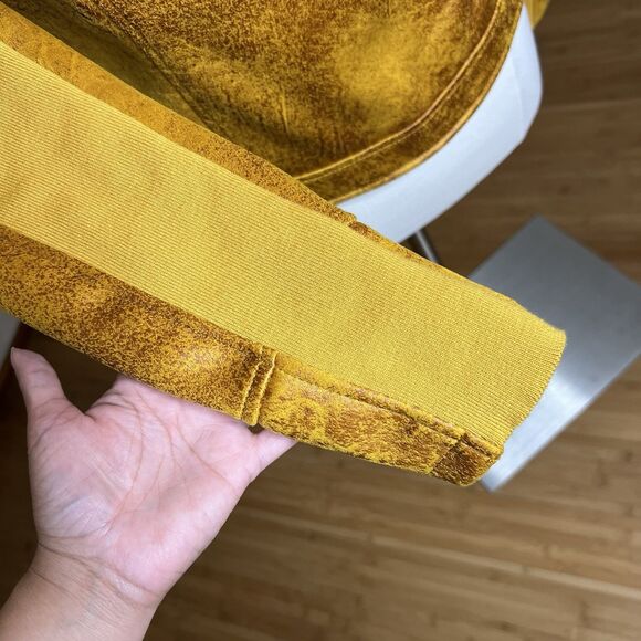 Desigual Moto Jacket Womens 38 M Mustard Yellow Faux Suede Embroidered Mandala - Picture 11 of 13